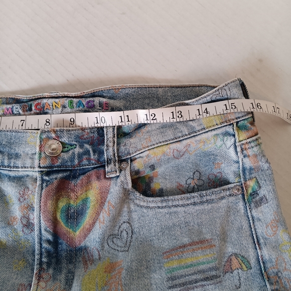 American Eagle Jeans Size 8 Love Pride Rainbow‎ Pattern Super High Rise Straight - Picture 5 of 10